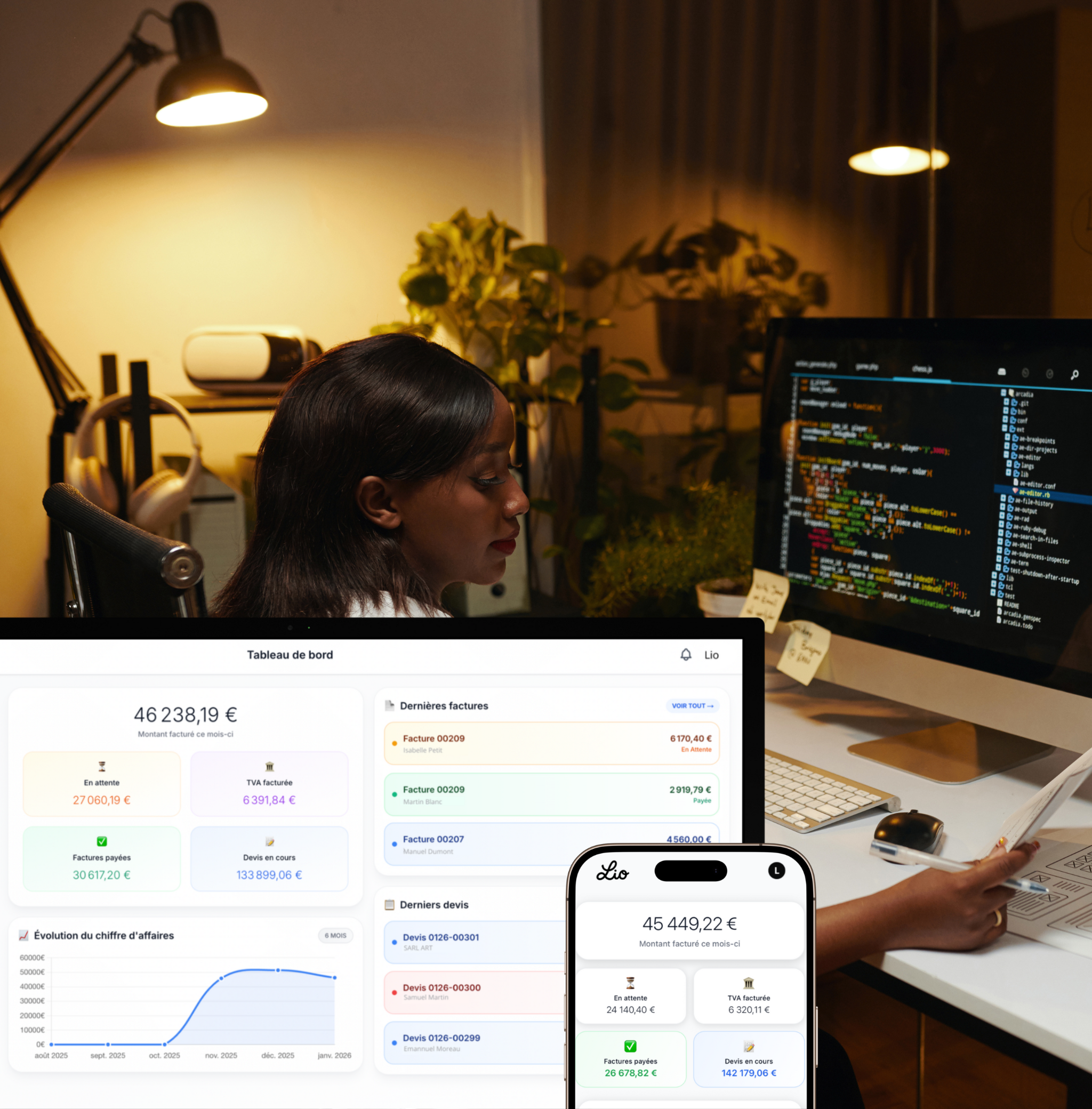 Suivi des devis développeur - Dashboard Lio