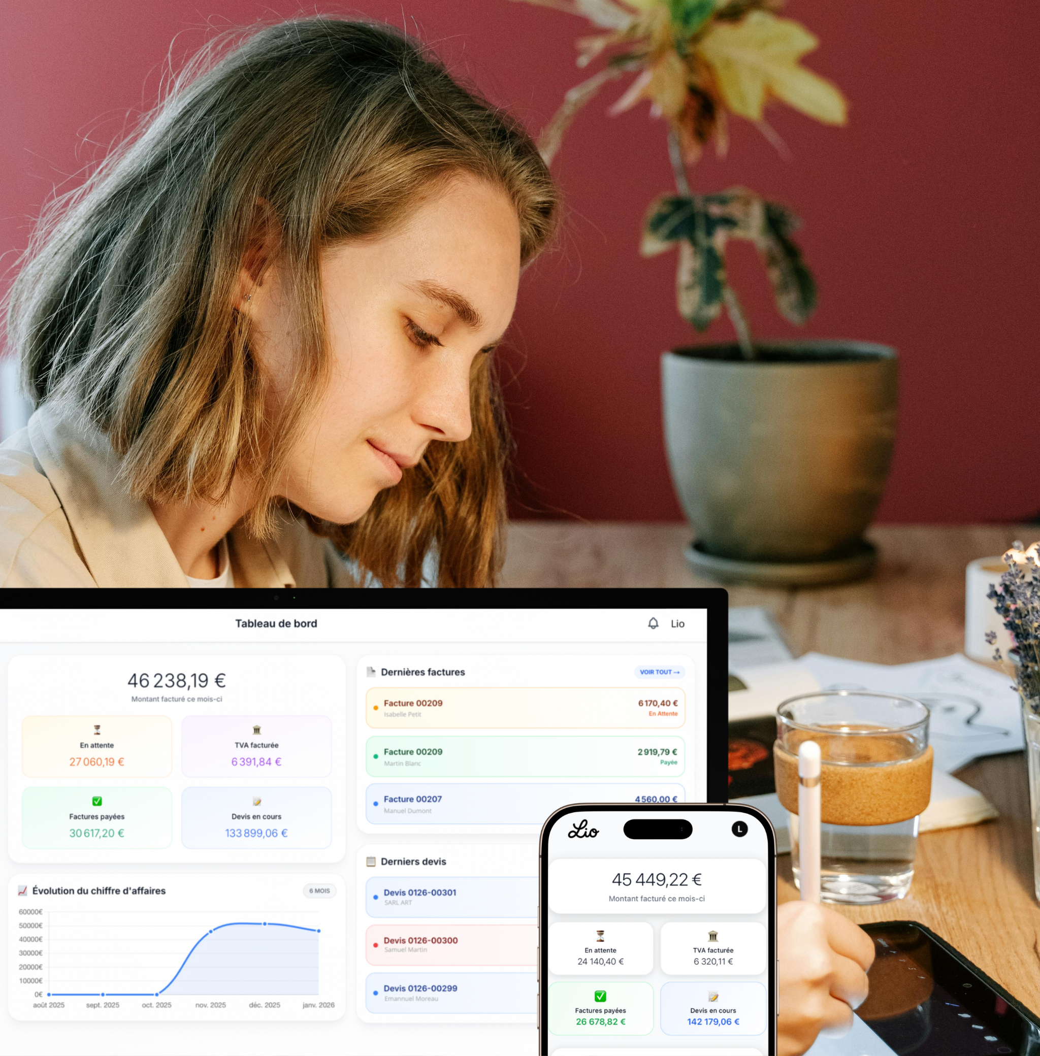 Suivi des devis graphiste - Dashboard Lio