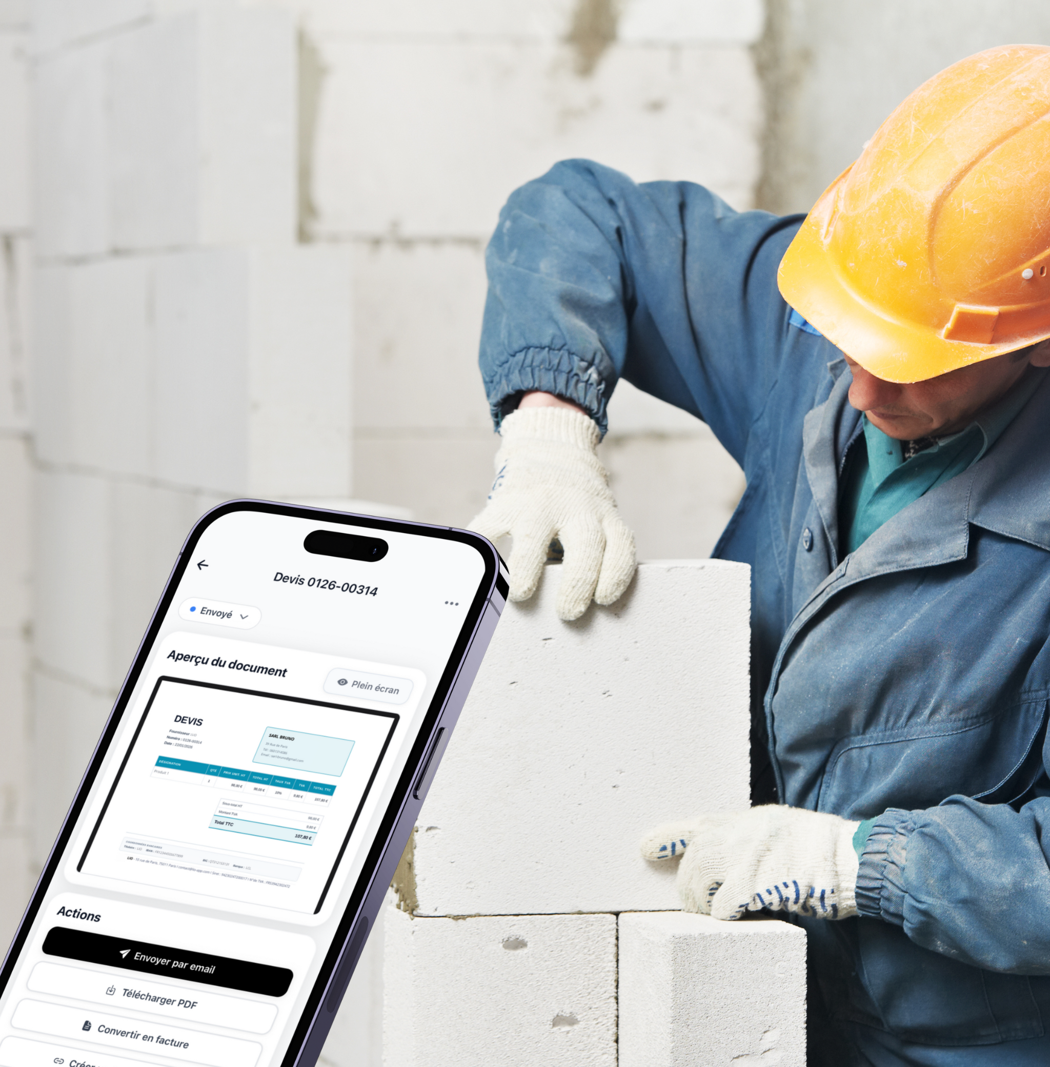 Devis maçonnerie multi-lots avec TVA automatique