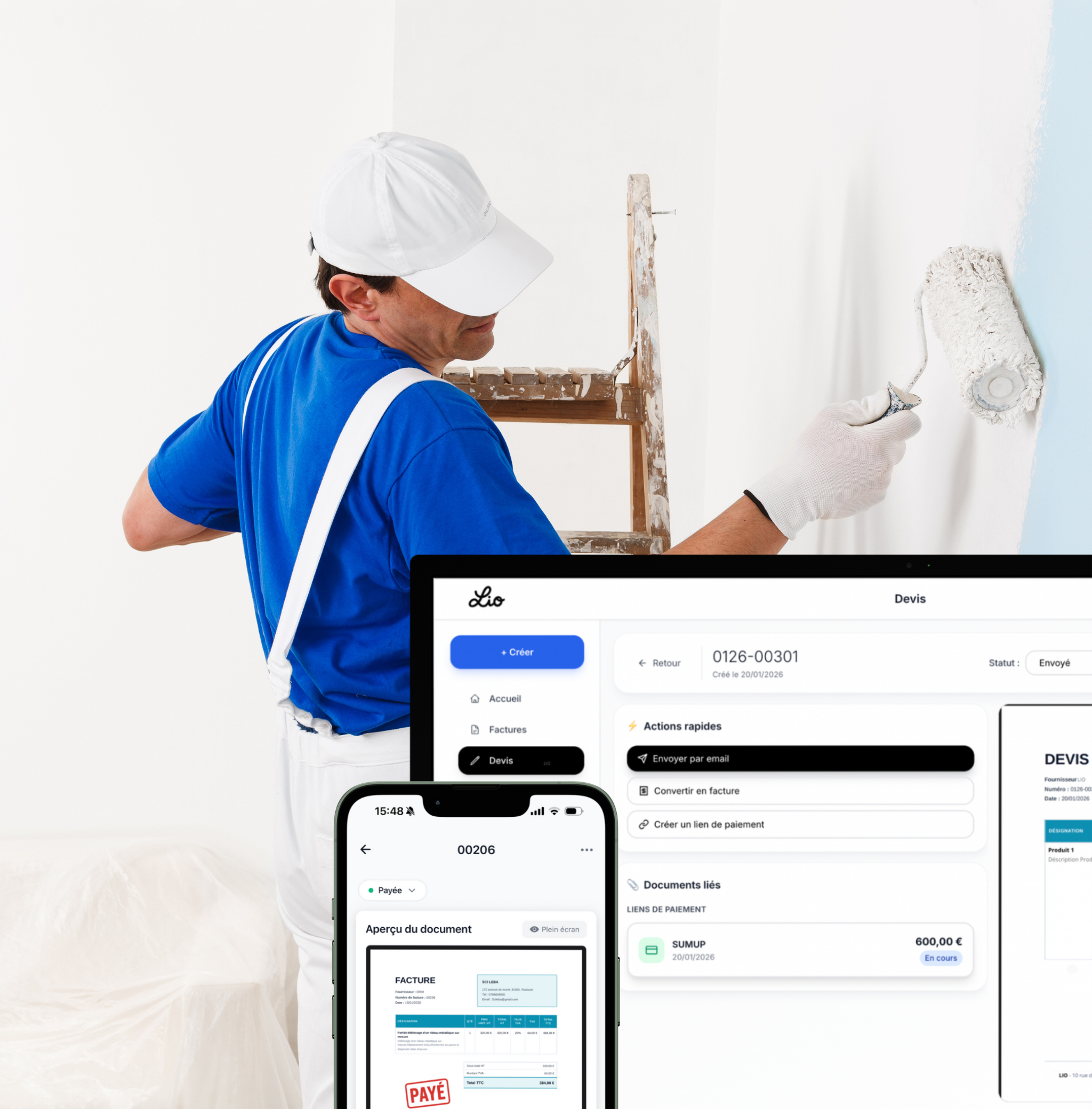 Devis peinture au m² avec TVA automatique