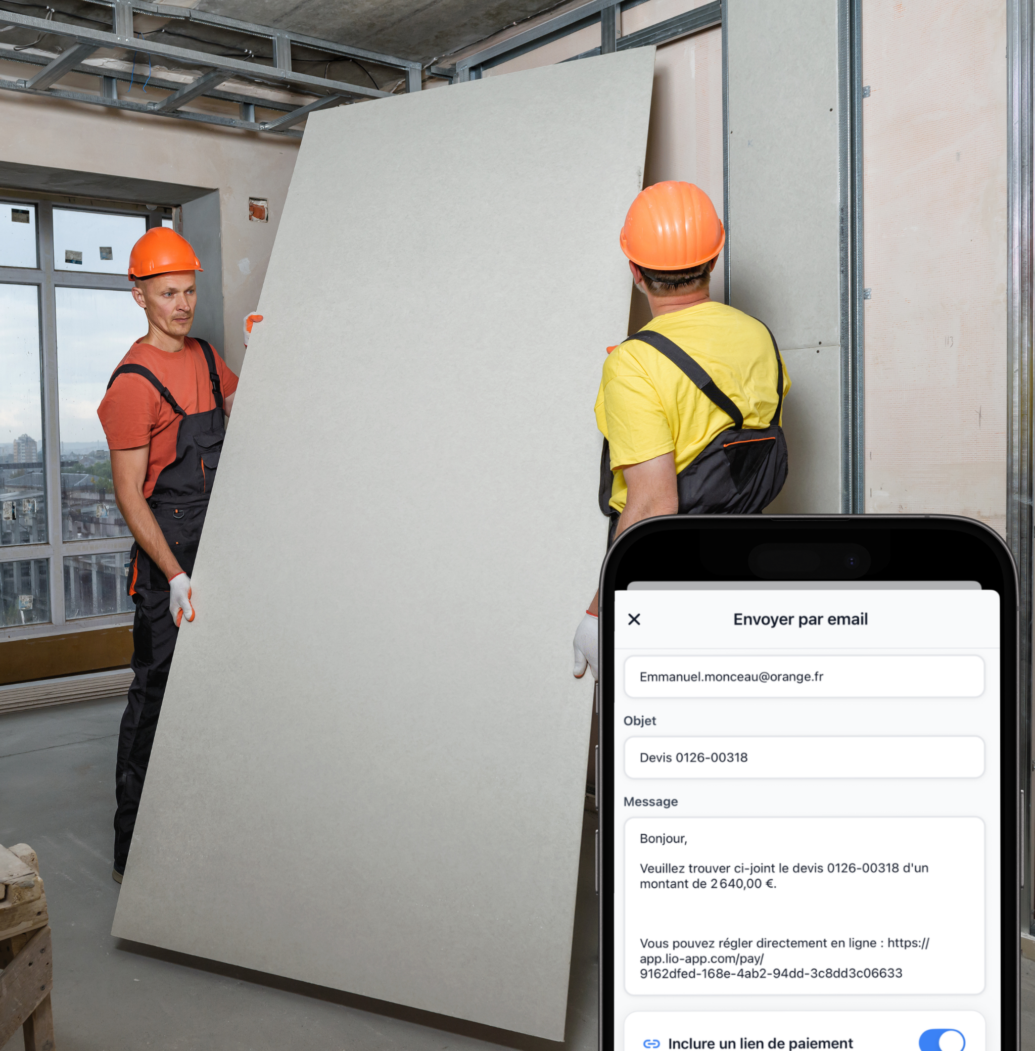 Devis placo mobile - Création de devis sur chantier