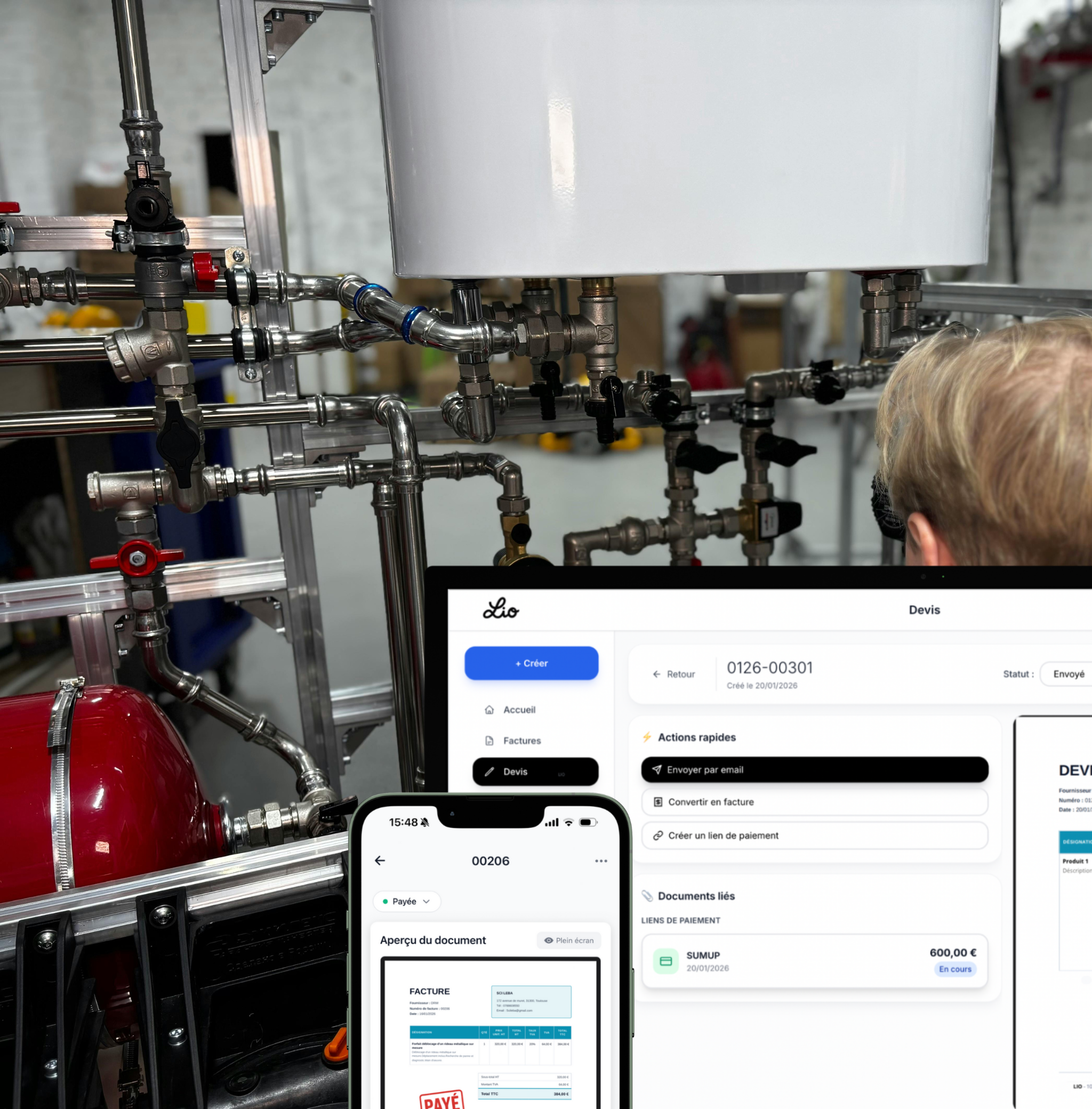 Logiciel de devis plombier - Création rapide sur mobile