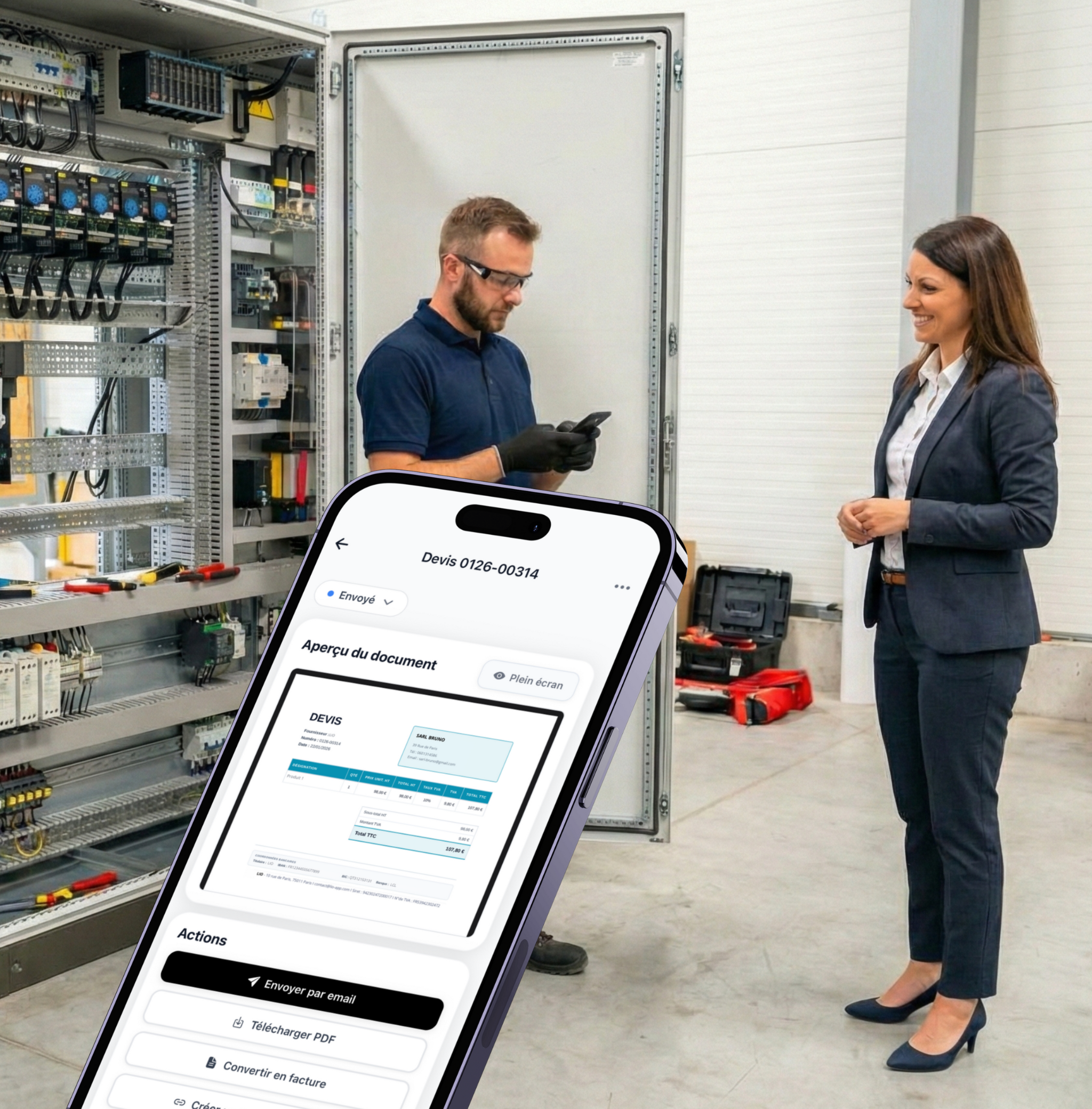 Conversion devis électricité en facture