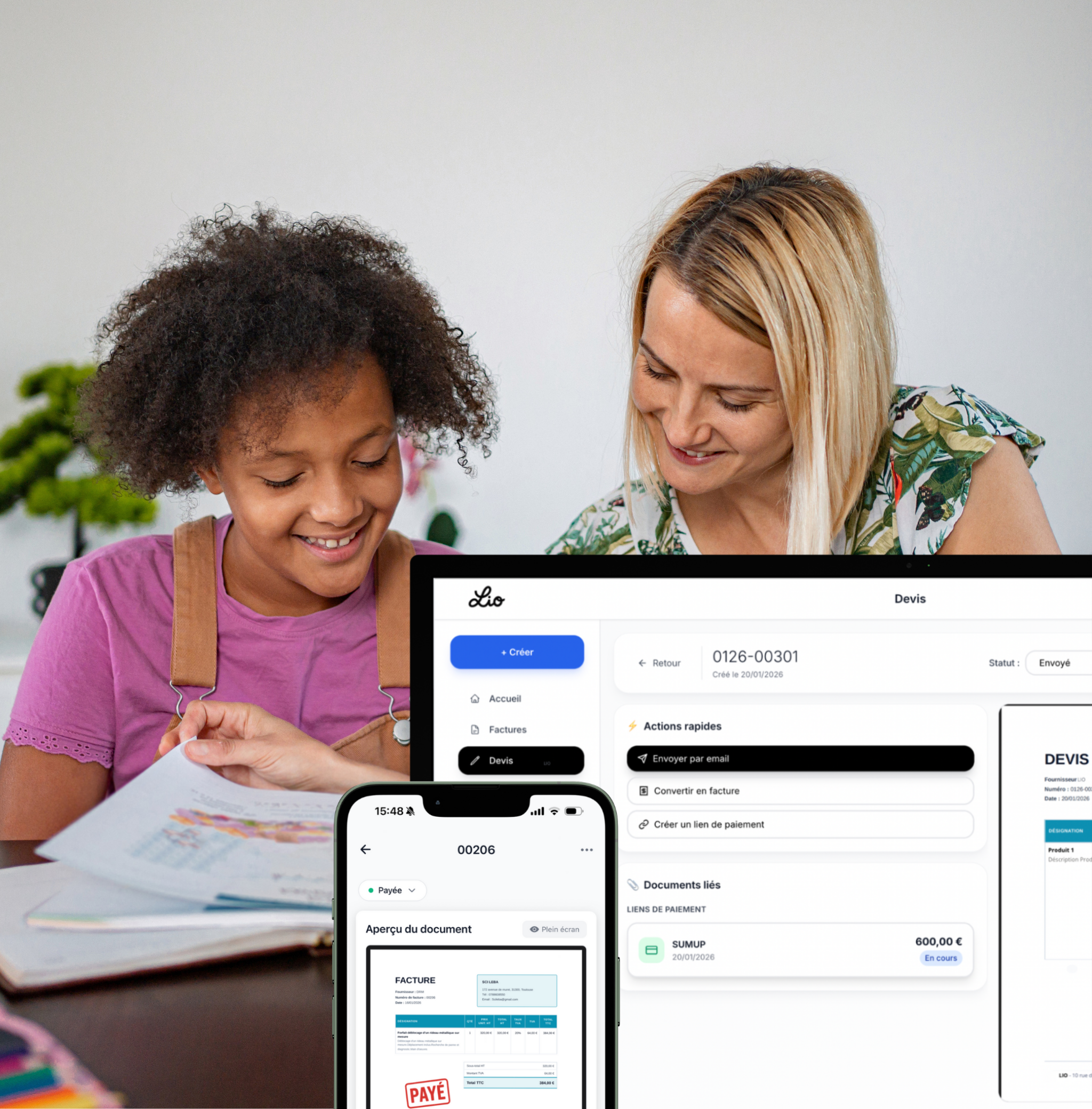 Interface Lio pour le soutien scolaire