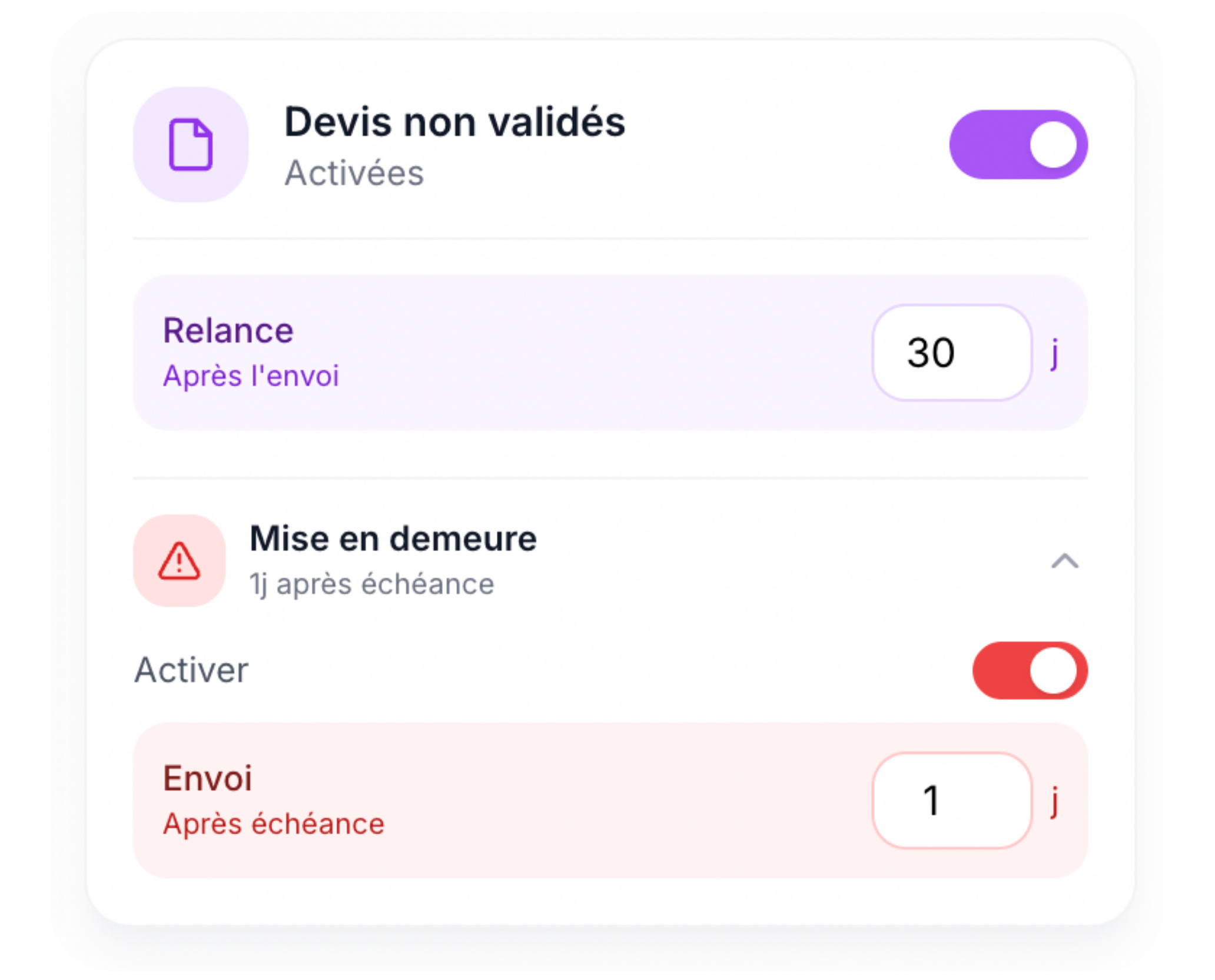 Interface Lio - Relances automatiques de factures