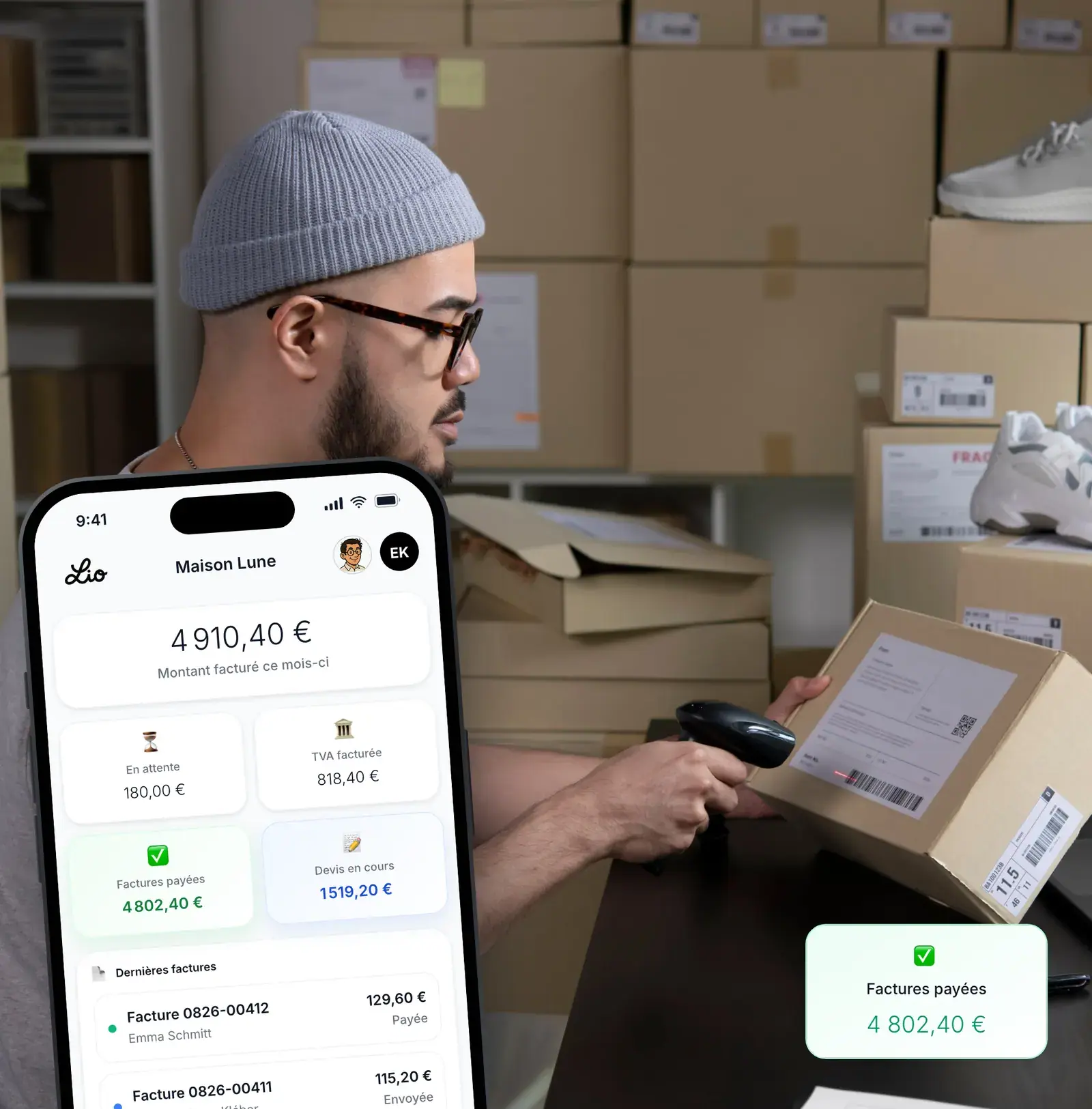 Vendeur en ligne suivant ses commandes et son chiffre d’affaires dans Lio