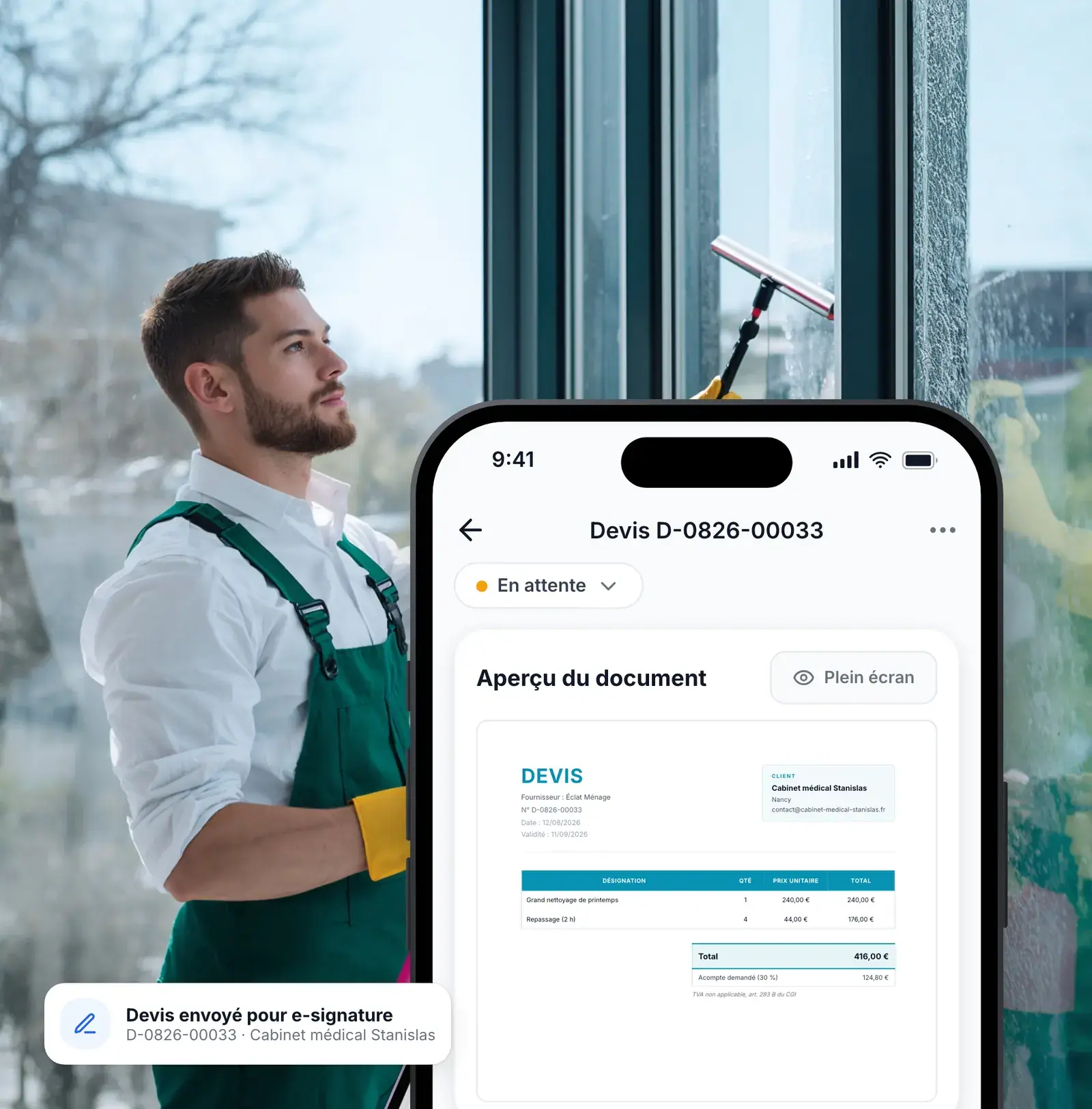 Devis de nettoyage de vitres accepté en ligne dans Lio