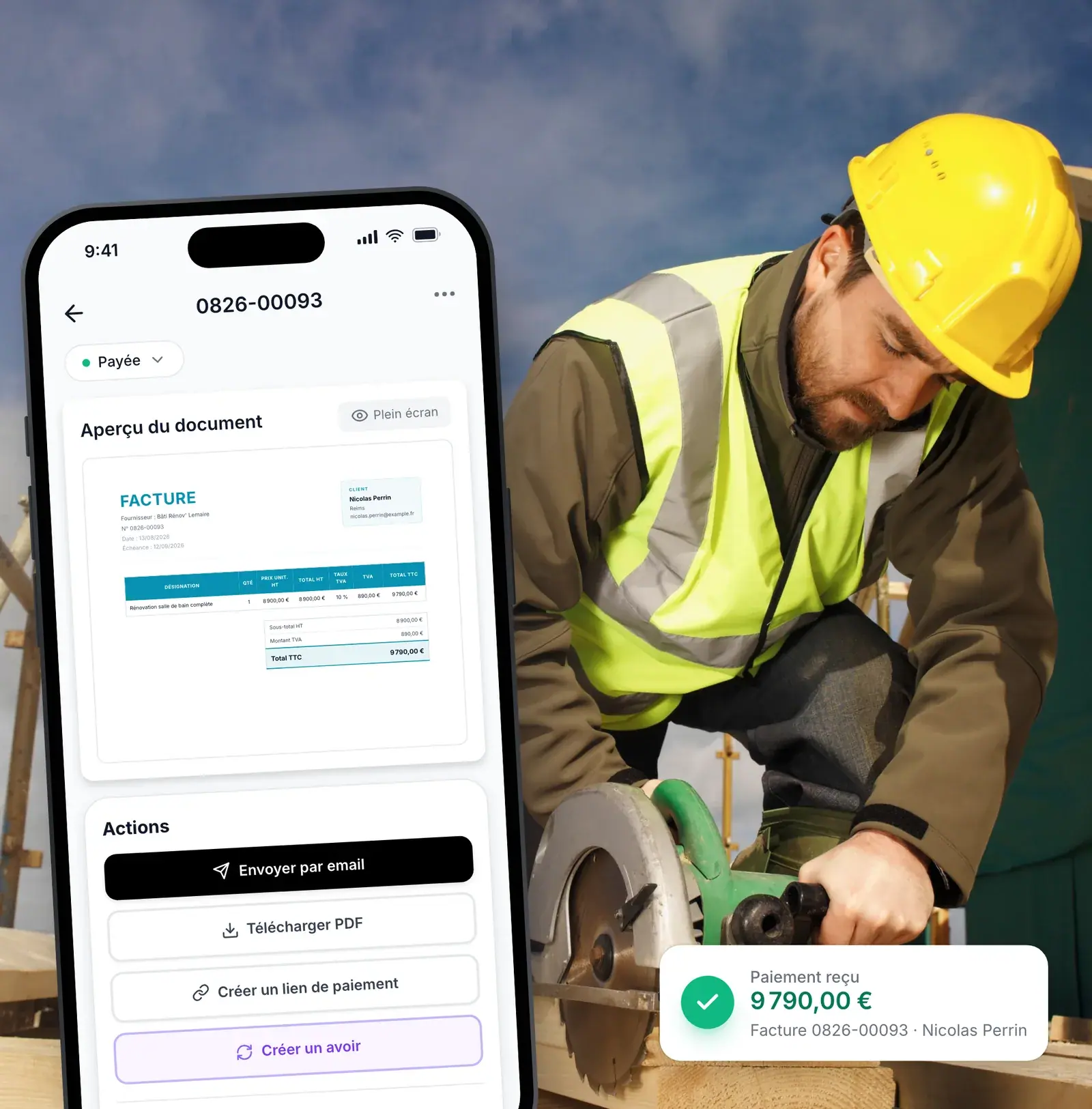 Devis de chantier converti en facture de situation dans Lio