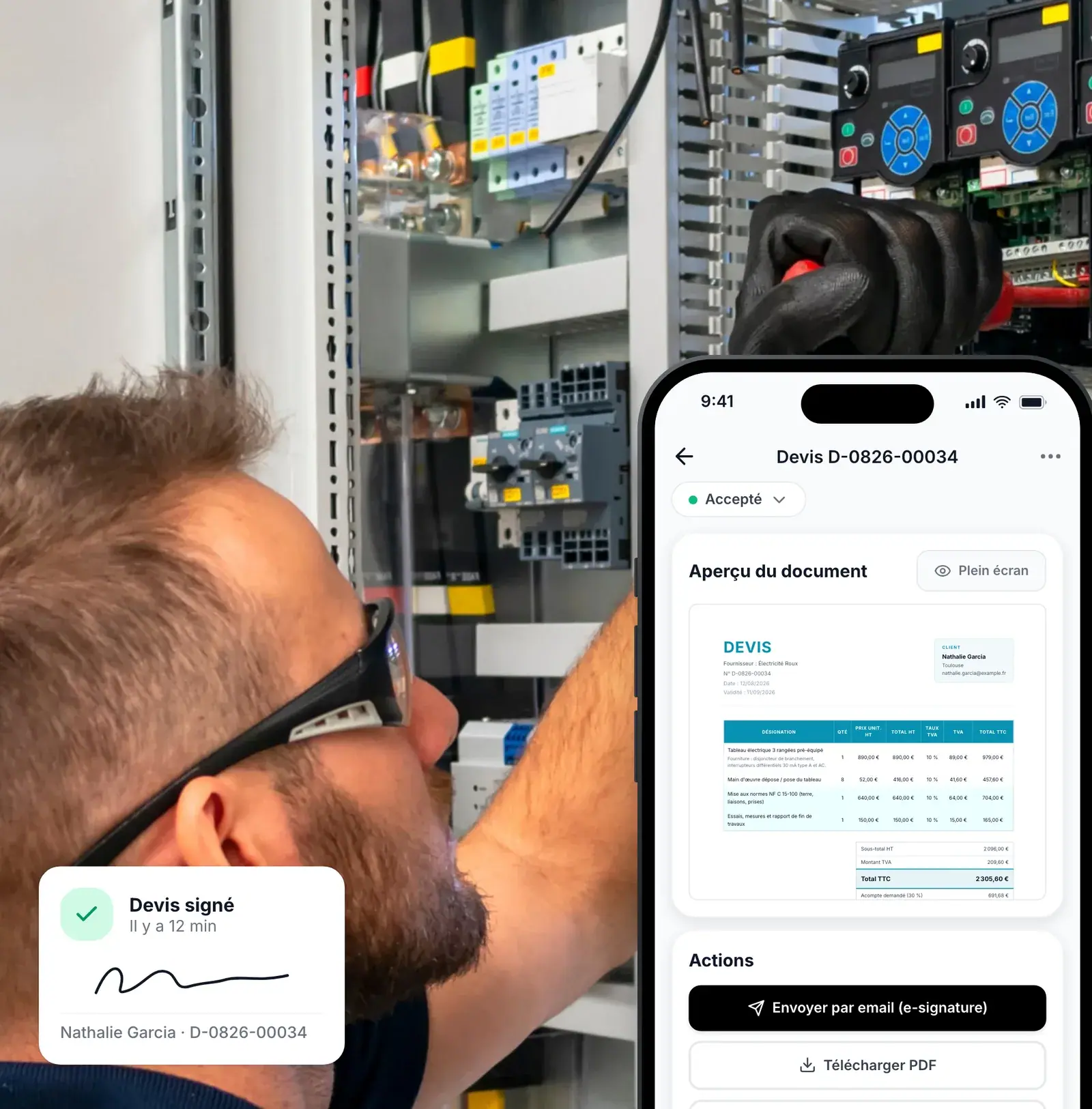 Devis électricité mobile - Création sur chantier