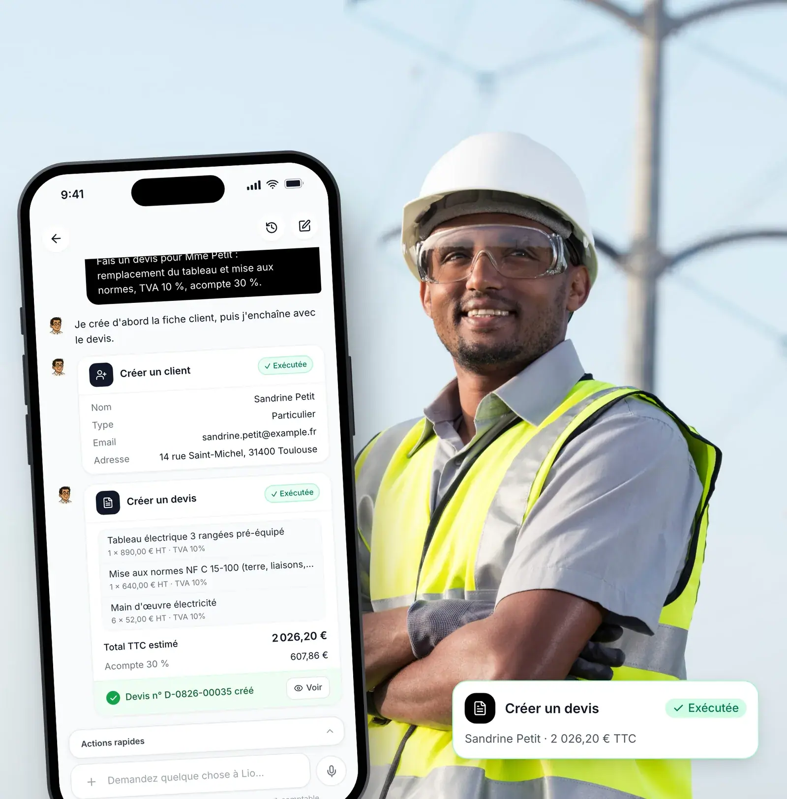 Conversion devis électricité en facture