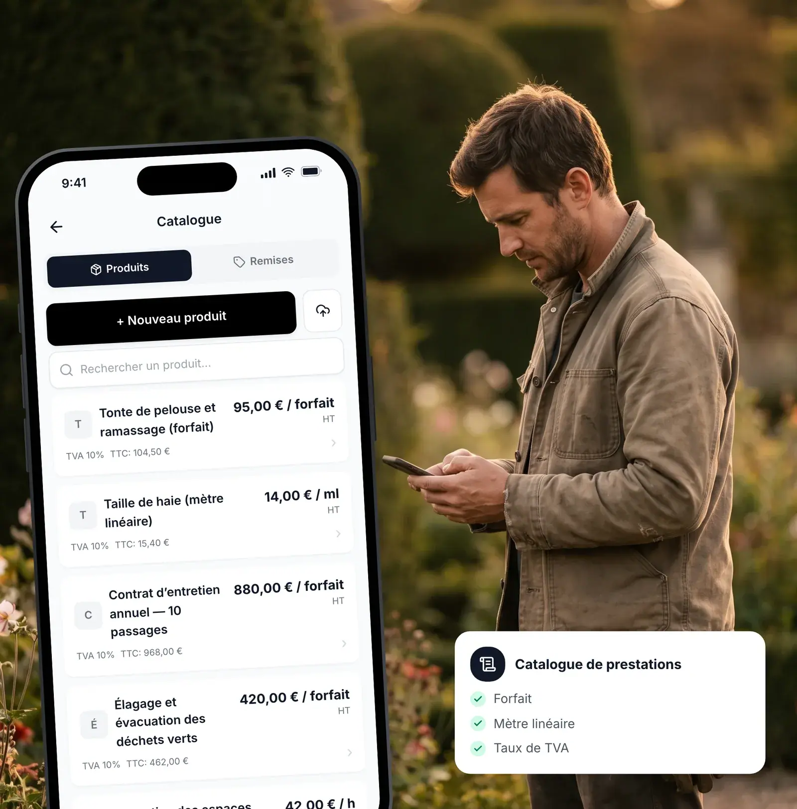 Catalogue de prestations de jardinage enregistré dans Lio