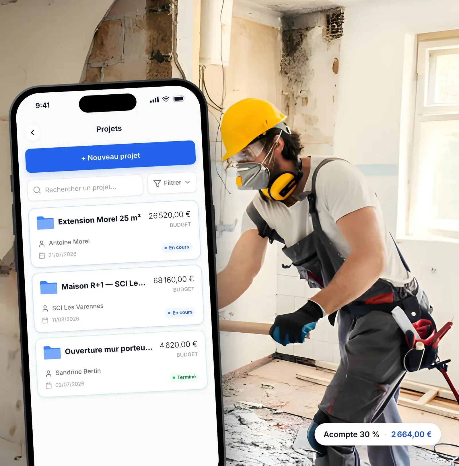 Situations de travaux d’un chantier de maçonnerie suivies dans Lio