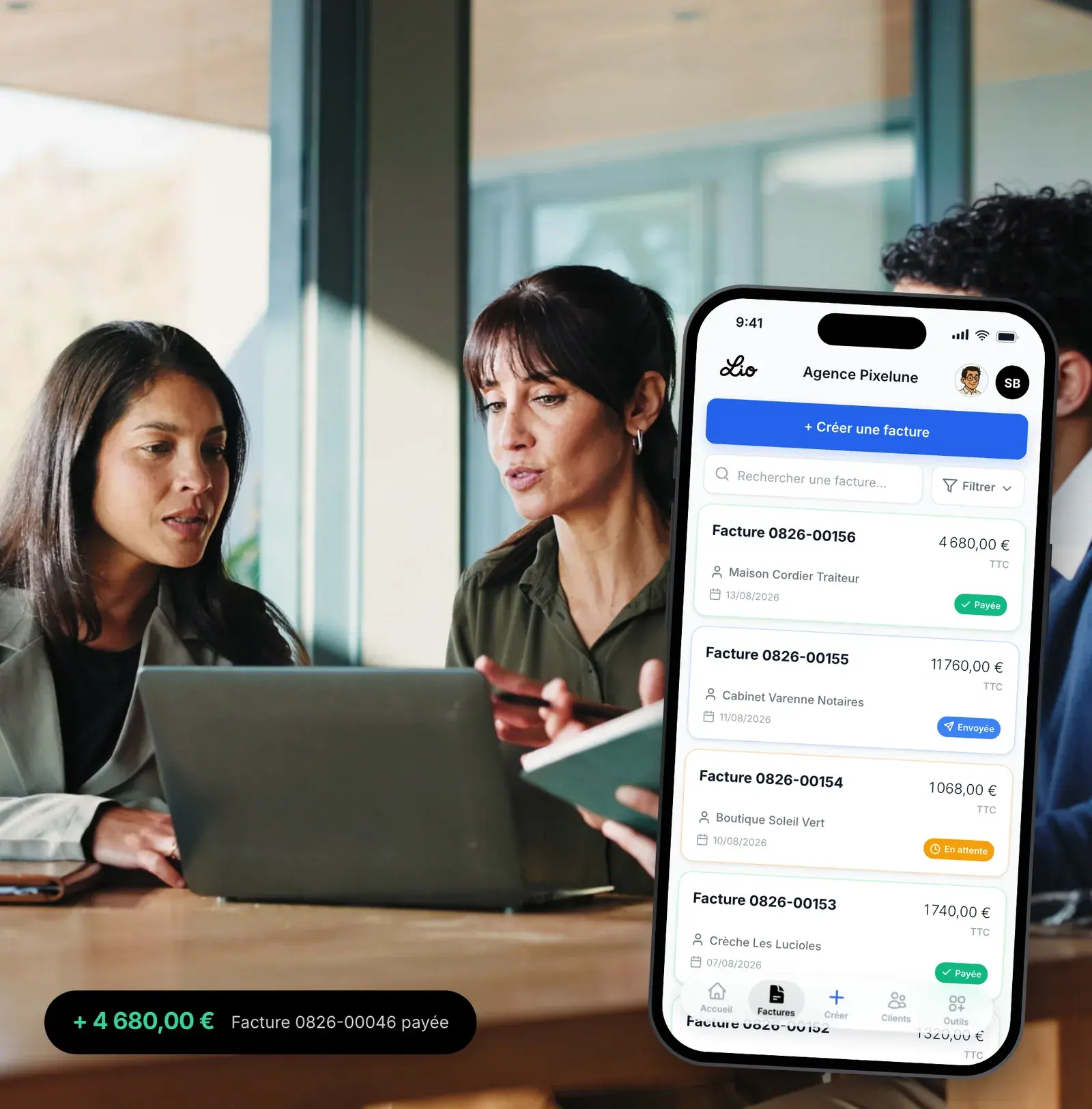 Agence web suivant le paiement d’un site vitrine dans Lio