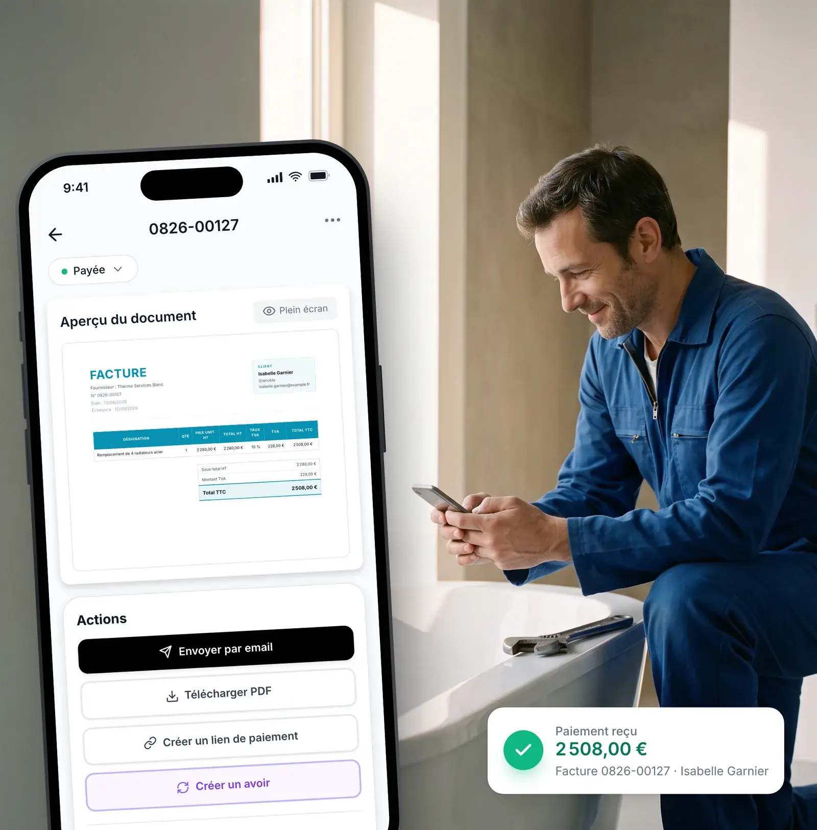Facture de chauffage payée et suivie dans l’application Lio