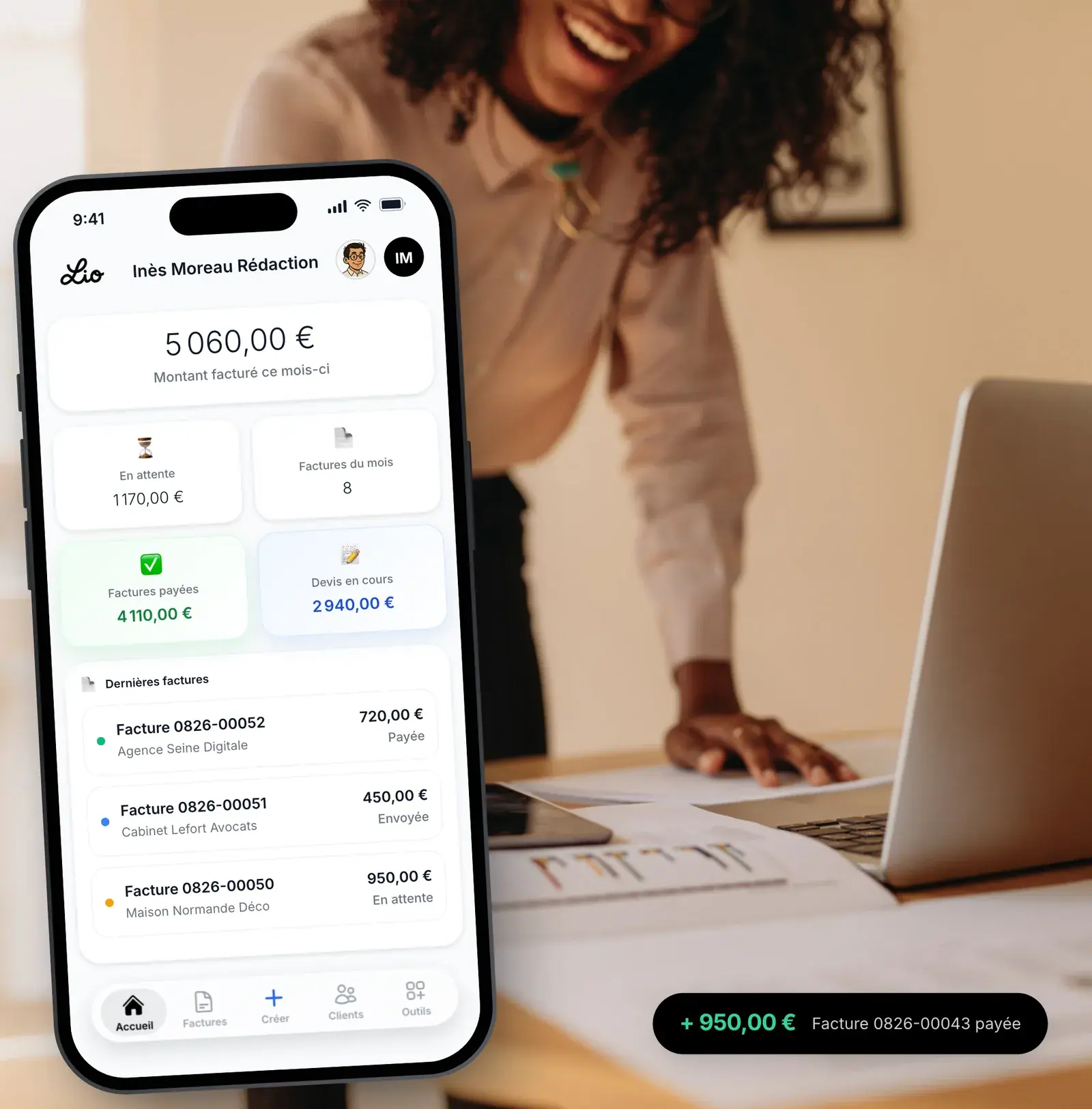 Freelance consultant son tableau de bord Lio entre deux missions