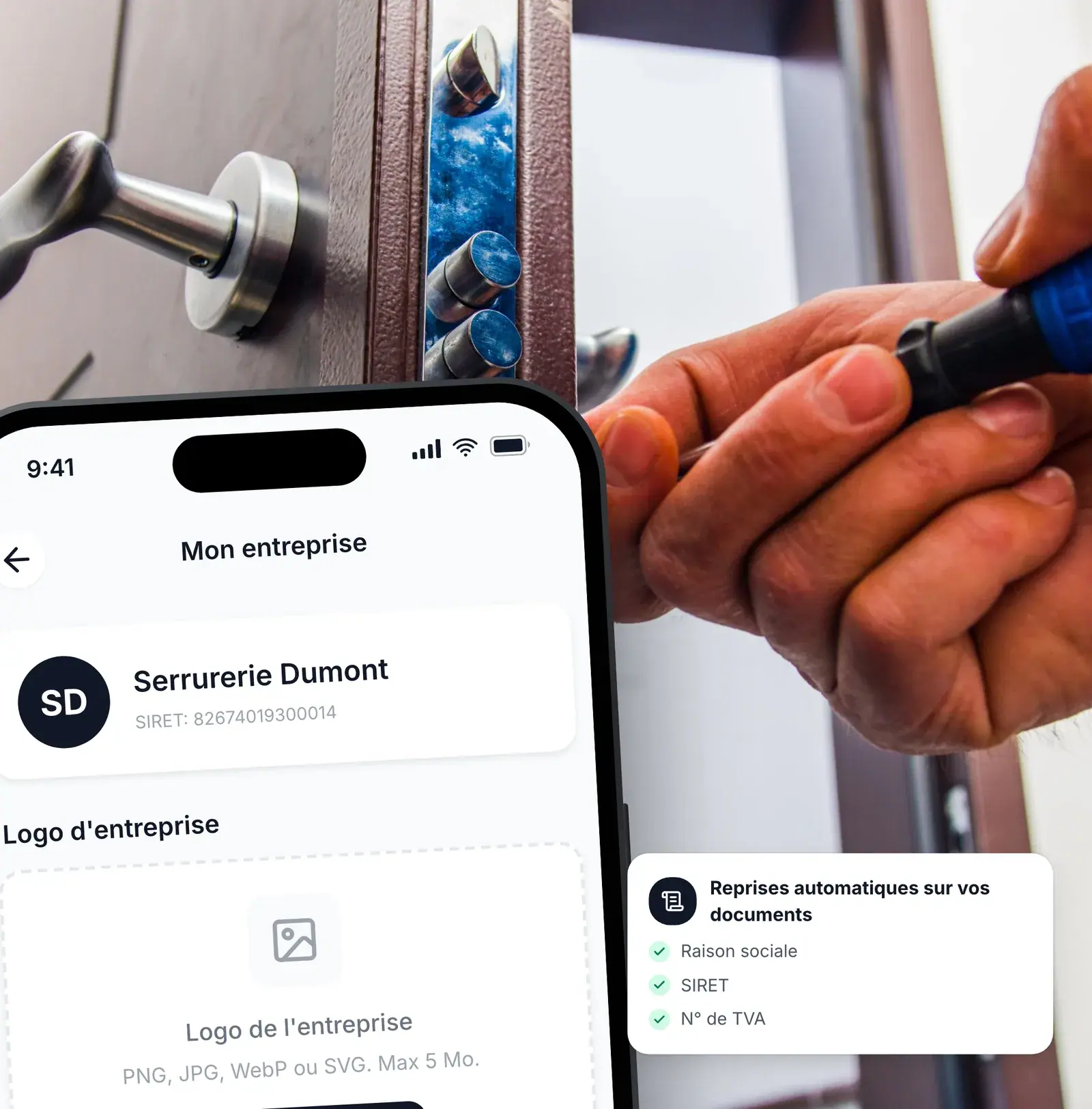 Informations légales de l’entreprise de serrurerie renseignées dans Lio